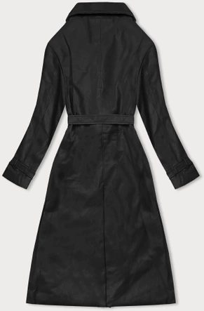 Dwurzędowy klasyczny płaszcz damski ze skóry ekologicznej Ann Gissy czarny (AG6-30)