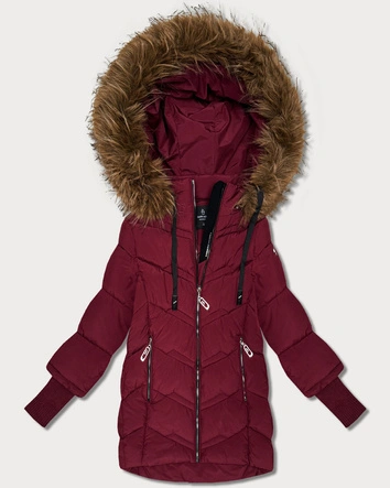 Zimowa kurtka damska z dzianinowymi ściągaczami Goodlookin bordowa (KK60616)