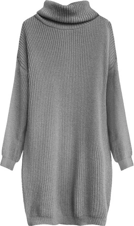 SWETERKOWA SUKIENKA OVERSIZE SZARA (473ART)