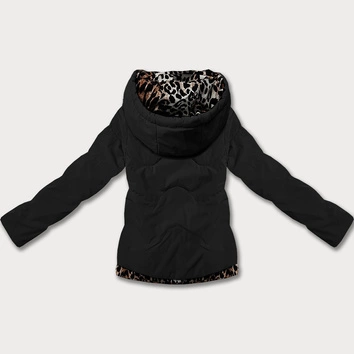Krótka luźna kurtka z motywem panterki Miss TiTi czarna (25898)