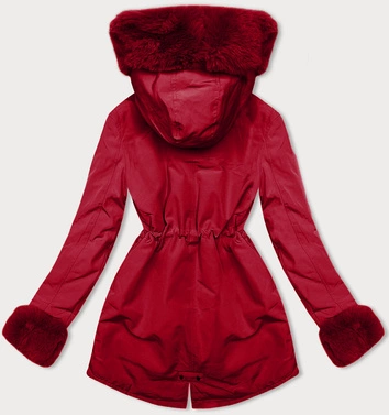 Krótka parka zimowa na futerku czerwona (16M9062-270)