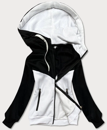 ROZPINANA DWUKOLOROWA BLUZA DAMSKA CZARNO-BIAŁA (26040)