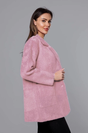 Krótka wełniana narzutka alpaka blady róż (7108-1)