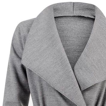 PŁASZCZ Z PASKIEM WATERFALL SZARY (8118)