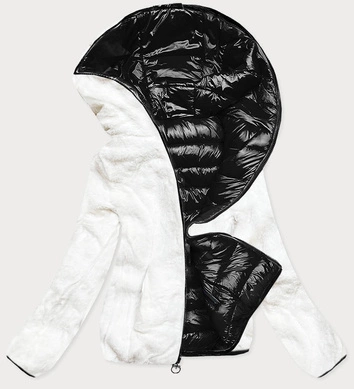 KRÓTKA DWUSTRONNA KURTKA DAMSKA ZIMOWA CZARNO-BIAŁA (B9580-1026)