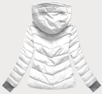 KRÓTKA KURTKA ZIMOWA DAMSKA Z KAPTUREM BIAŁA (717ART)