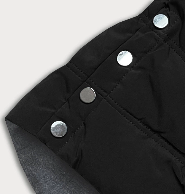 CIEPŁA DWUSTRONNA KURTKA DAMSKA ZIMOWA CZARNO-GRAFITOWA (M-21315)