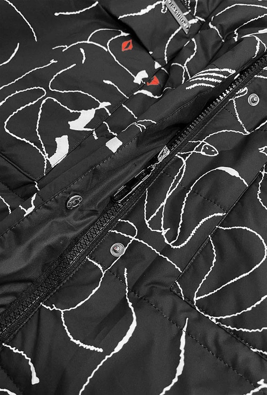 Damska kurtka we wzory czarna (7720)