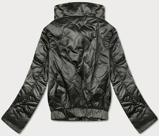 Krótka kurtka damska ze stójką khaki (B8122-11)