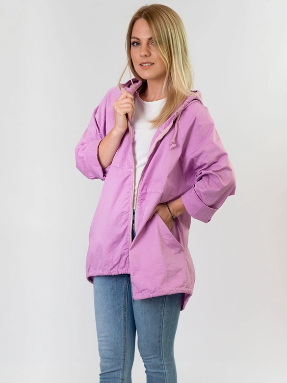 LETNIA KURTKA DAMSKA Z KAPTUREM LILAC (611ART)