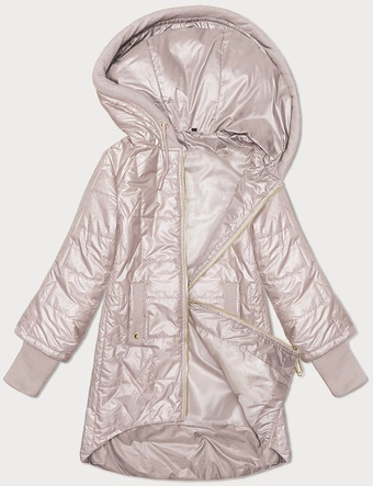 Pikowana kurtka z ozdobnymi ściągaczami S'West perłowy różowy (B8345-51)