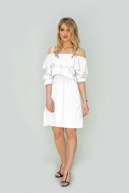 SUKIENKA HISZPANKA Z WIĄZANYM DEKOLTEM BIAŁA (348ART)