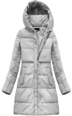 KURTKA Z PUCHEM NATURALNYM SZARA  (8063)