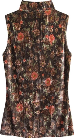 WELUROWY GOLF W KWIATKI BRĄZOWO-CZERWONY (3684/1)