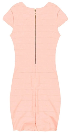 BANDAŻOWA SUKIENKA Z ZAMKIEM PUDROWY RÓŻ (210F)