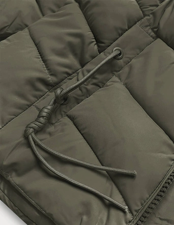 Krótka kurtka damska zimowa khaki (TY043-29)