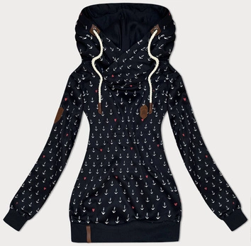 Wzorzysta bluza damska czarna (2304)