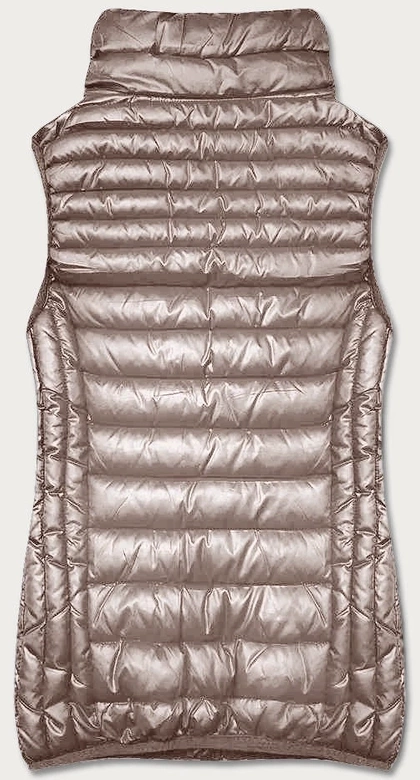 Damska kamizelka ze stójką ciemnobeżowa (B8233-12)