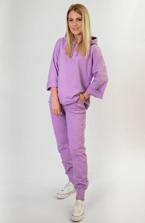 BAWEŁNIANY KOMPLET SPORTOWY DAMSKI LILAC (609ART)