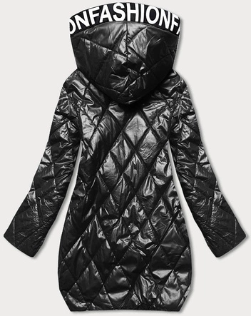 Pikowana kurtka z kapturem czarna (B8082-1)