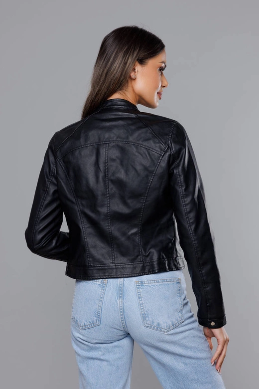 Krótka ramoneska ze stójką czarna (11Z8032)