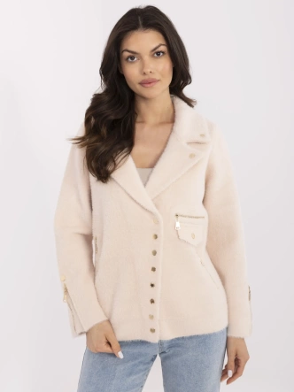 Krótka wełniana kurtka alpaka jasny beż (250)