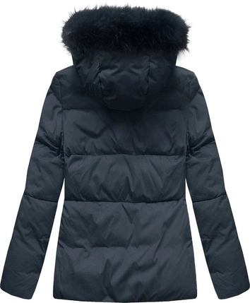 Zimowa krótka pikowana kurtka damska granatowa (7694)