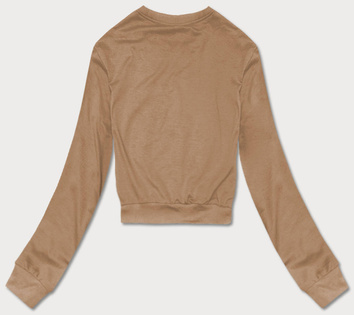 Cienka krótka bluza dresowa damska cappuccino (8B938-91)