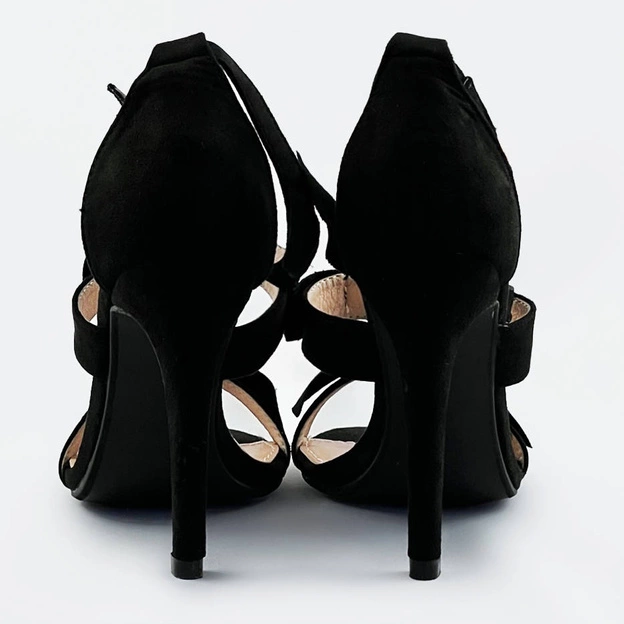 Delikatne sandały na szpilce czarne (j109)