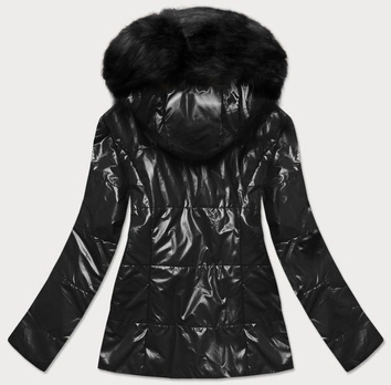 Lekka zimowa kurtka damska metaliczna czarna (721art)