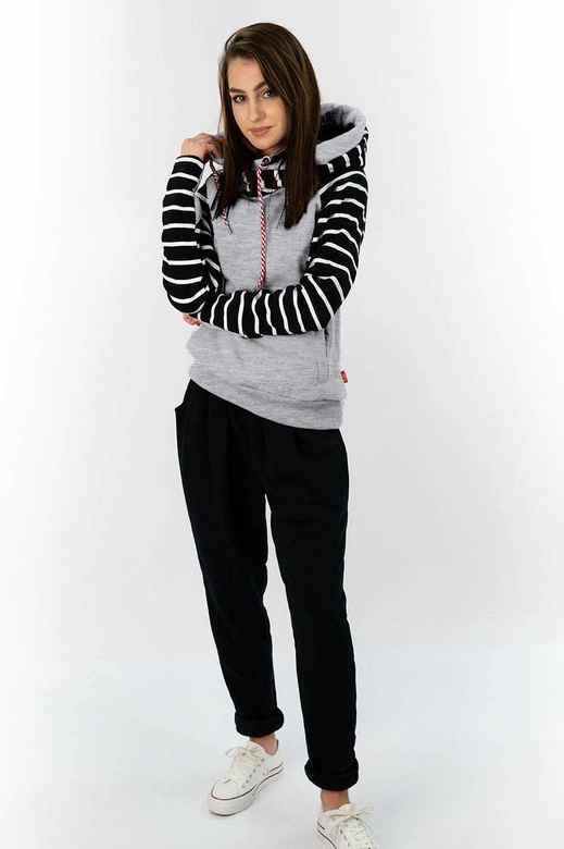 KOMPLET DRESOWY Z KAPTUREM CZARNO-SZARY (AMG740A)