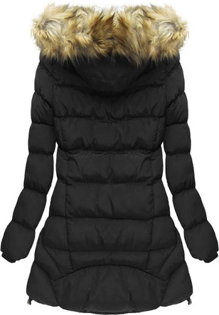 PIKOWANA KURTKA Z KAPTUREM CZARNA (W811)