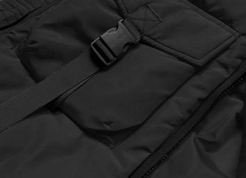 Taliowana kurtka zimowa damska czarna (h-1071-01)