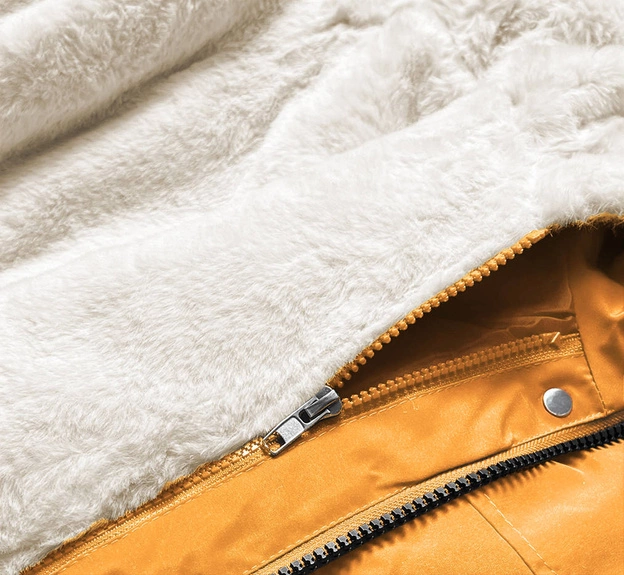 Ciepła kurtka zimowa damska żółta-ecru (w629)