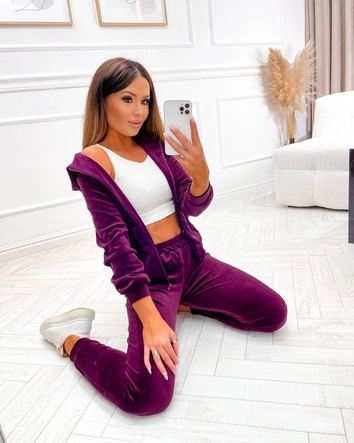 Dres damski z rozpinaną bluzą bordowy (829)