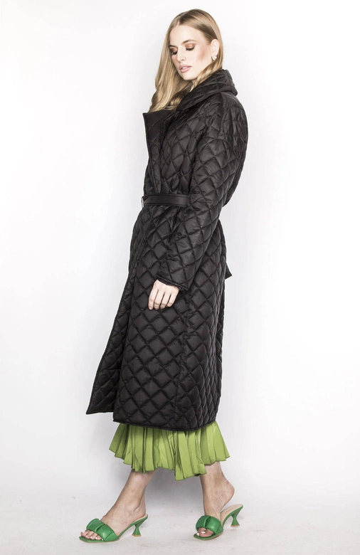 Pikowana kurtka z kołnierzem czarna (ag8-8010)