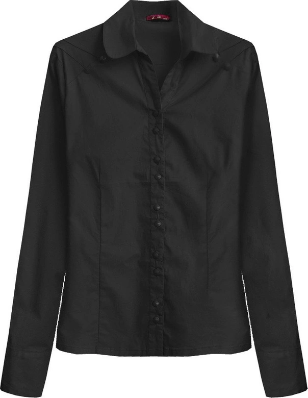 BAWEŁNIANA KOSZULA Z PASKIEM CZARNA (1017)