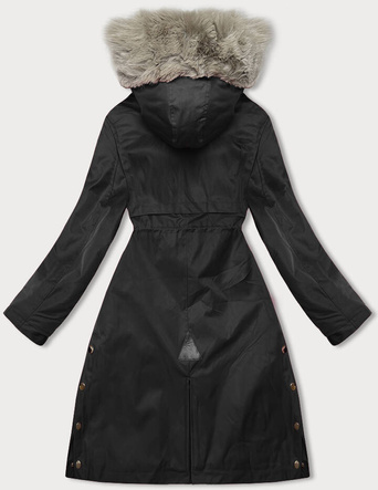  Damska parka z futerkiem czarna (5M3180-392)