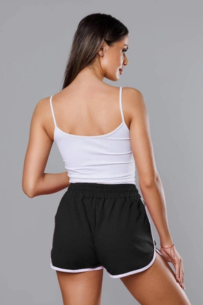 Damskie szorty z kontrastową lamówką czarne (8K208-3)