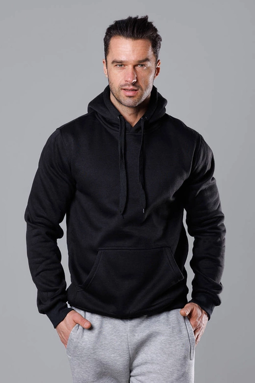 Męska bluza z kapturem czarna (68B2009-3)