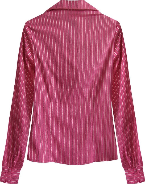 KOSZULA W PASKI Z KORONKĄ AMARANTOWA (11072)