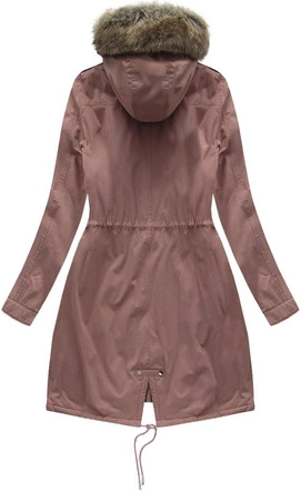 Damska parka zimowa na misiu z kapturem antyczny róż (7992-PLUS)