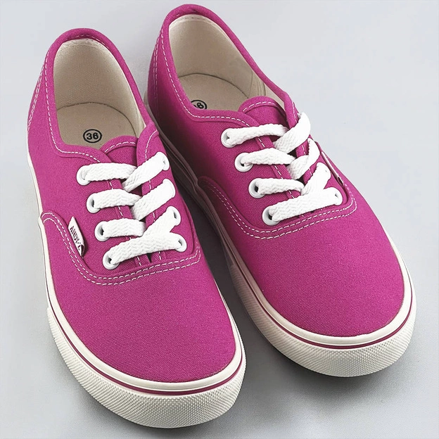 Sznurowane tenisówki damskie fuksja (a8865)