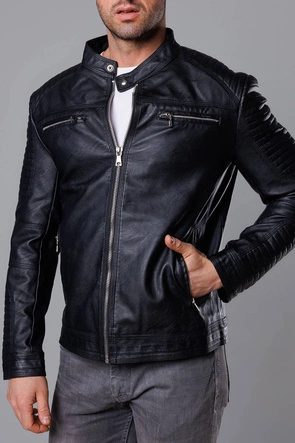 Kurtka męska typu biker czarna (11Z8053)