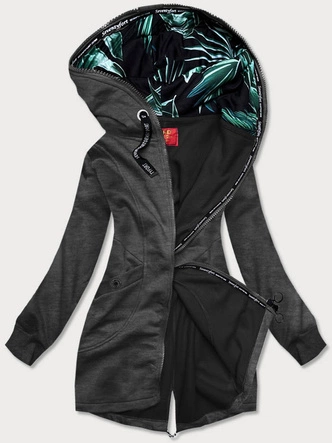 DŁUGA DAMSKA BLUZA SPORTOWA GRAFITOWA (AMG816)