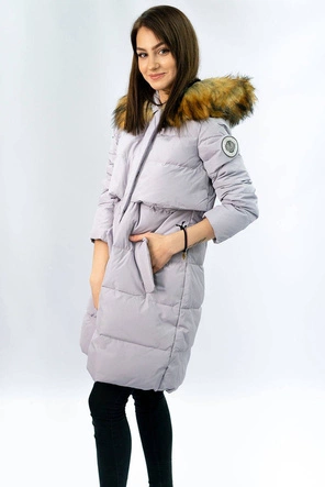 KURTKA DAMSKA ZIMOWA Z PUCHEM NATURALNYM WRZOSOWA (8063)