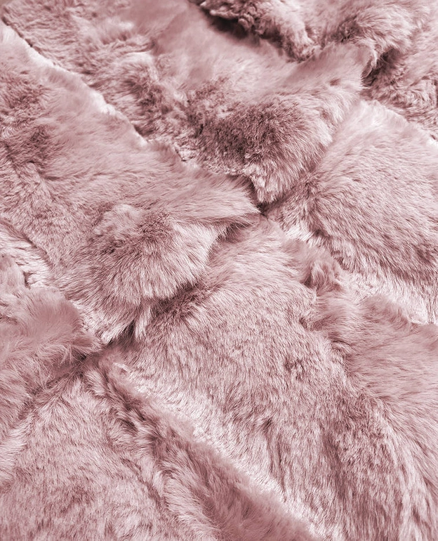 DŁUGA KAMIZELKA FUTRZANA Z KAPTUREM PUDROWY RÓŻ (BR9740-81)