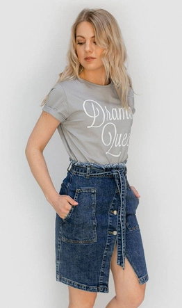 SPÓDNICA JEANSOWA Z PASKIEM NIEBIESKA (H8339)