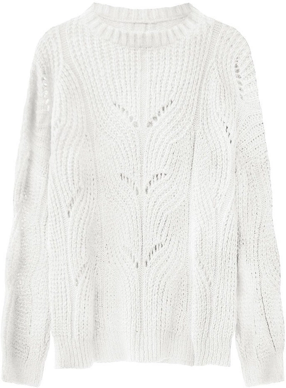 MIĘKKI AŻUROWY SWETER ECRU (495ART)