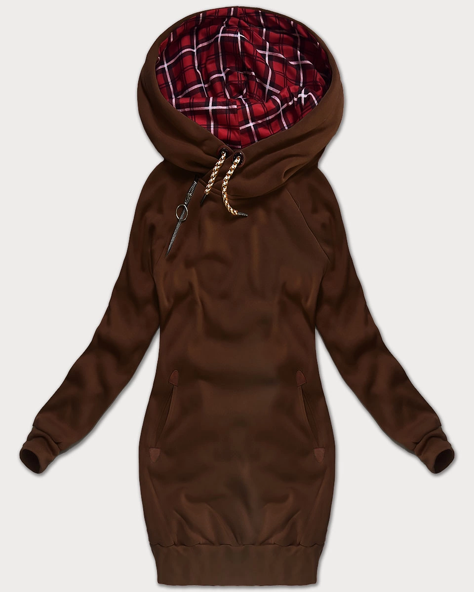 Długa bluza damska brązowa (AMG-738/1)